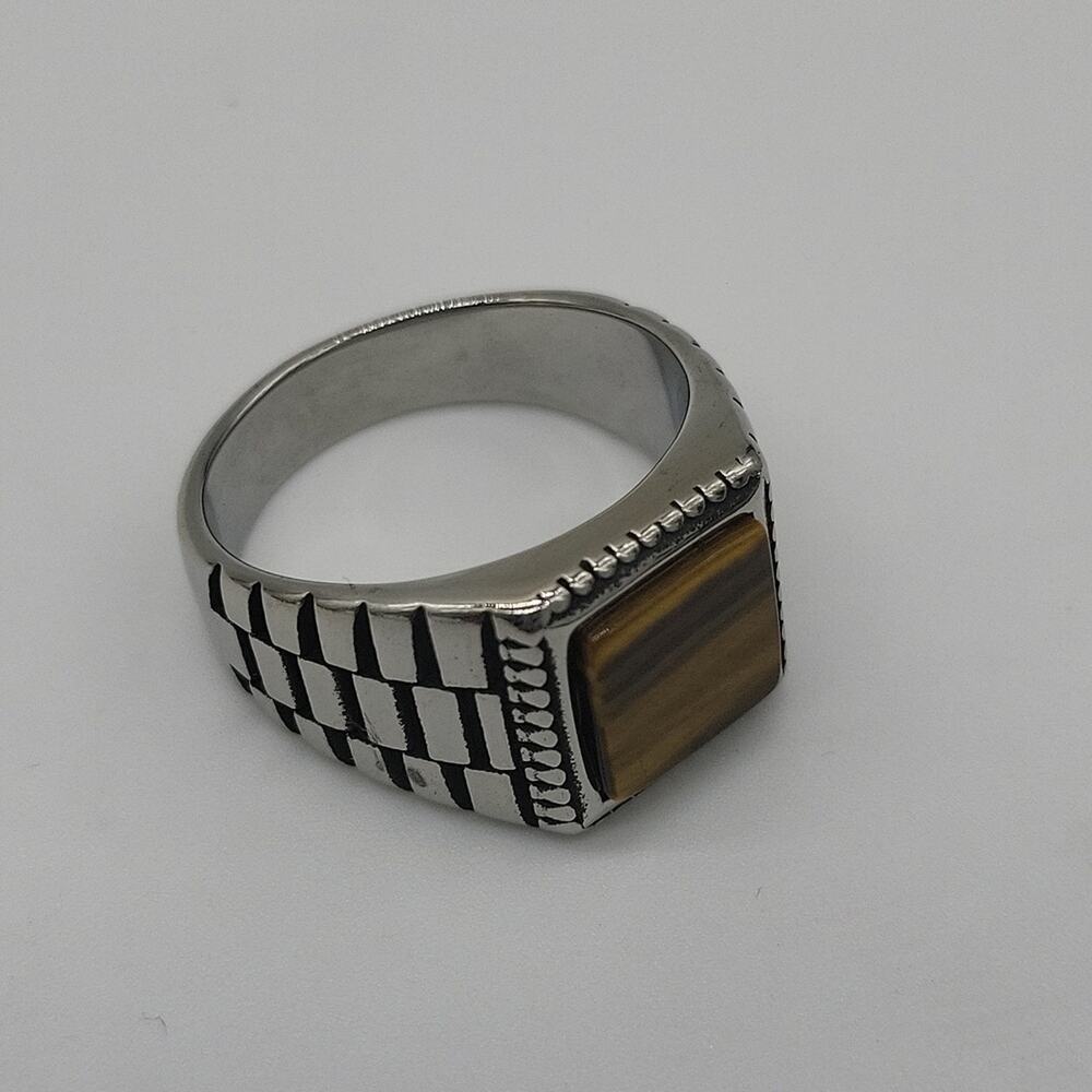 Tiger Eye Natural Gemstone Handmade Men's Ring Size 13 NWT